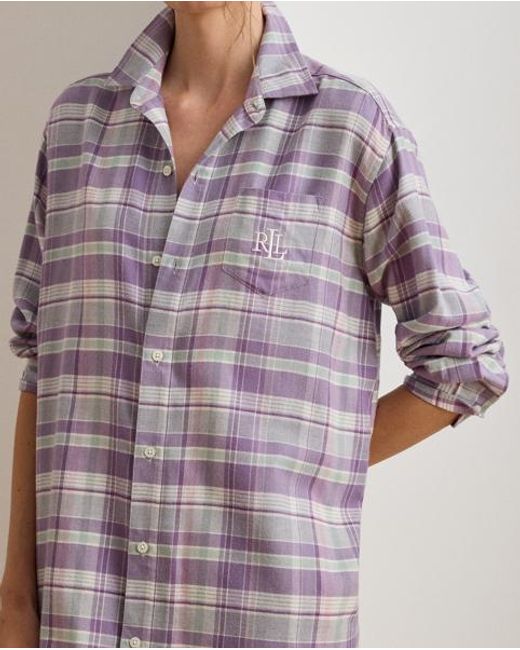 Chemise De Nuit Écossaise Sergé De Coton Ralph Lauren en coloris Purple