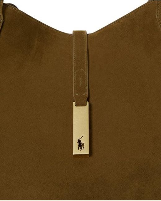 Polo Ralph Lauren Brown Polo Id Suede Large Tote