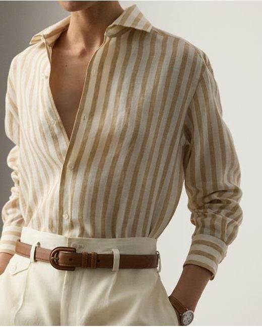 Ralph Lauren Blue Ralph Lauren Capri Relaxed Fit Striped Linen Shirt