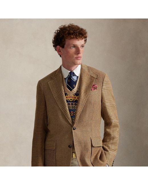 Polo Ralph Lauren Brown The Rl67 Patchwork Linen-Blend Jacket for men