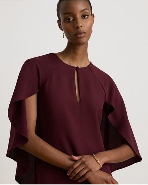 Ralph Lauren Red Georgette Cape Cocktail Dress