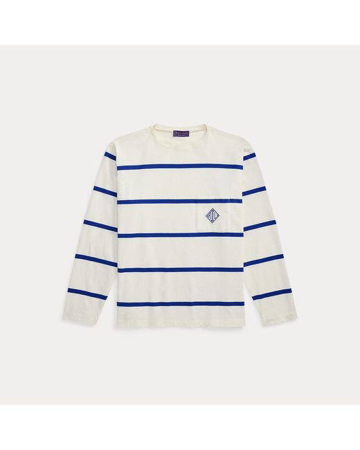Ralph Lauren White Relaxed Fit Striped Boatneck T-Shirt for men