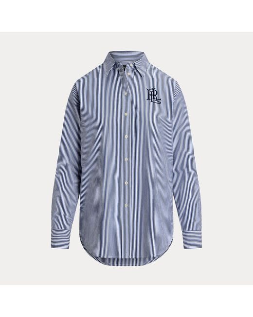 Ralph Lauren Gray Relaxed Fit Striped Stretch Cotton Shirt