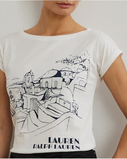 Ralph Lauren Gray Grafik-T-Shirt Aus Jersey
