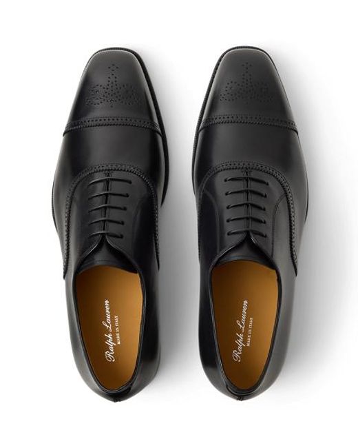 Ralph Lauren Black Denver Calfskin Cap-Toe Shoe for men