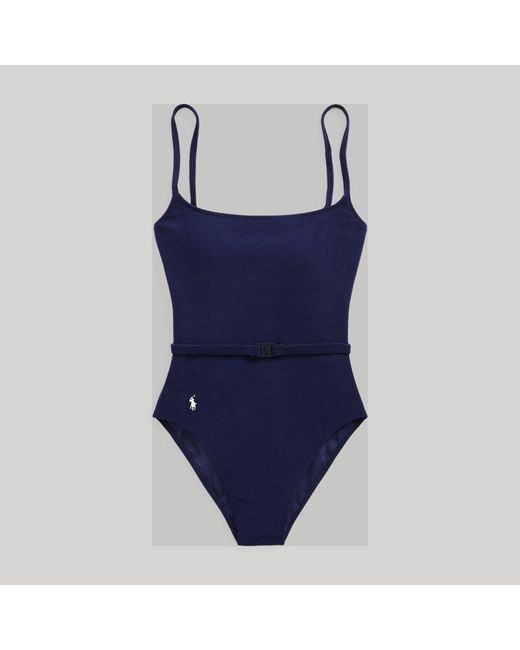 Polo Ralph Lauren Blue Belted One-piece Swimsuit