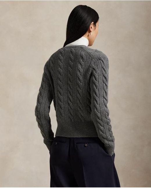 Polo Ralph Lauren Kabelgebreid Wol-Kasjmier Vest in het Gray