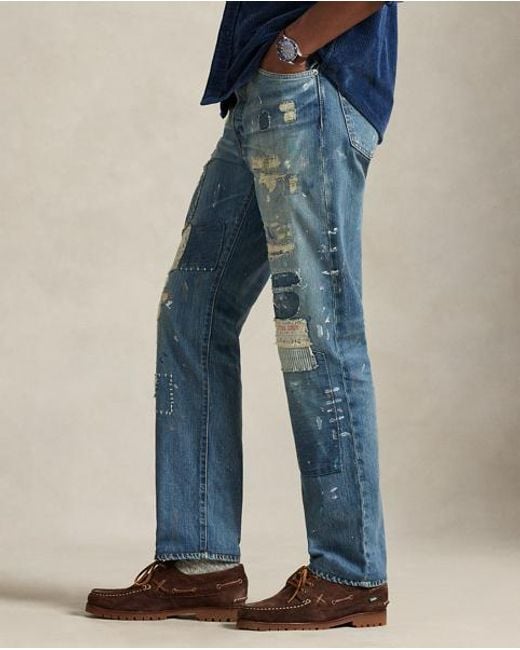 Polo Ralph Lauren Blue Heritage Straight Distressed Jean for men