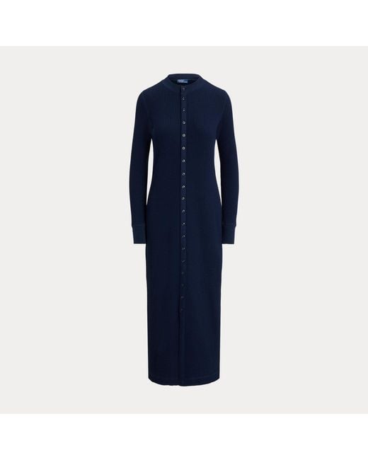 Polo Ralph Lauren Blue Waffle-Knit Cotton Dress