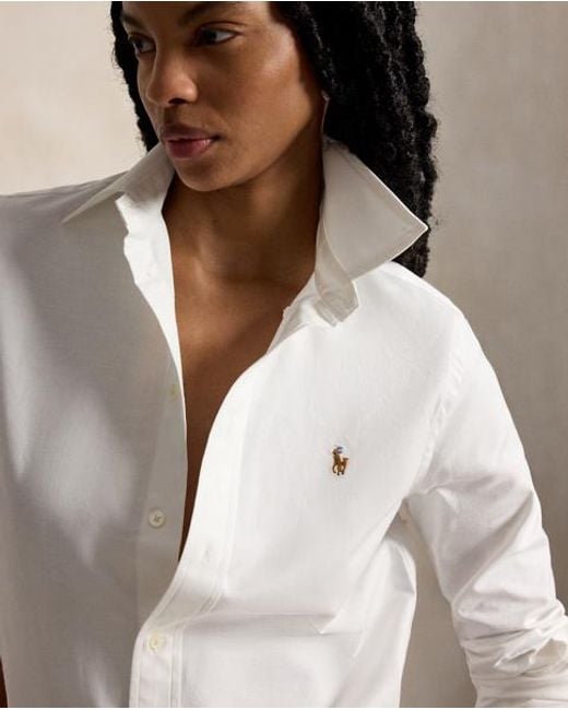 Polo Ralph Lauren White The Iconic Stretch Slim Fit Oxford Shirt