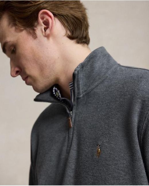 Polo Ralph Lauren Gray Estate-Rib Quarter-Zip Pullover for men