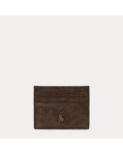Polo Ralph Lauren Brown Suede-Trim Card Case for men
