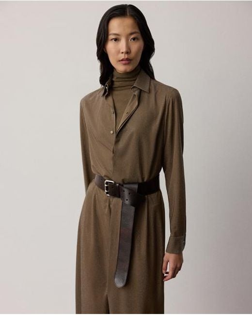 Ralph Lauren Brown Adrien Embellished Silk Cocktail Dress