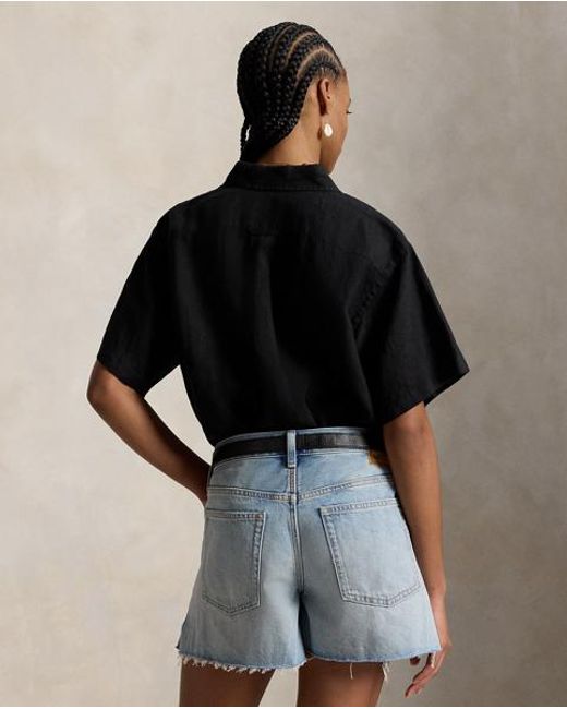 Polo Ralph Lauren Black Oversize Fit Linen Short-Sleeve Shirt