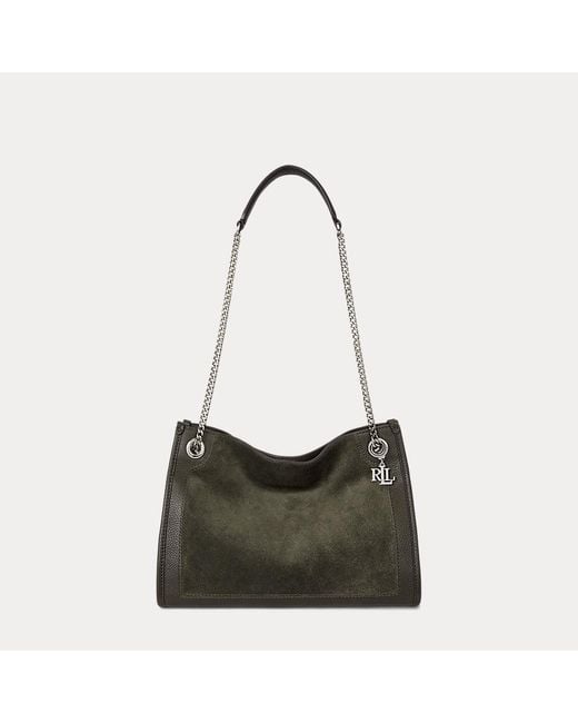 Ralph Lauren Bradley Medium Suède-Leren Draagtas in het White