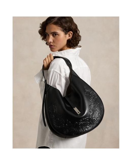 Polo Ralph Lauren Polo Id Leather Large Shoulder Bag in Black Lyst UK