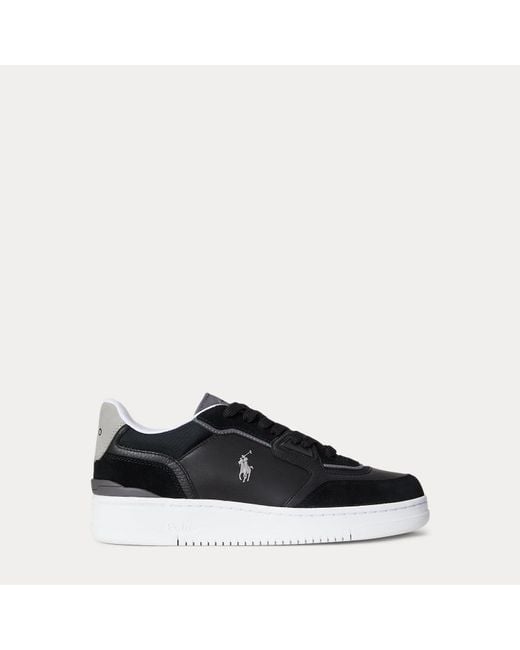 Ralph Lauren Black Open Masters Suede-Panelled Trainer for men