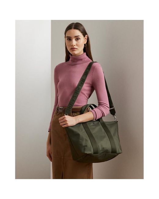 Ralph Lauren Green Nylon Extra-large Stevie Zip Tote Bag