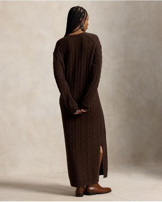 Polo Ralph Lauren Black Cable-Knit V-Neck Jumper Dress