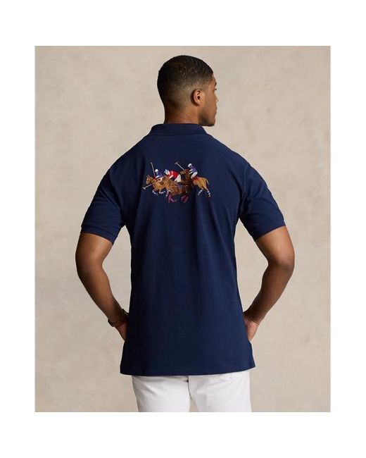 Ralph Lauren Grotere Maten - Mesh Polo-shirt Met Triple-pony in het Blue voor heren