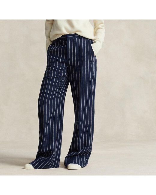 Pantalon large rayé en lin Polo Ralph Lauren en coloris Bleu | Lyst