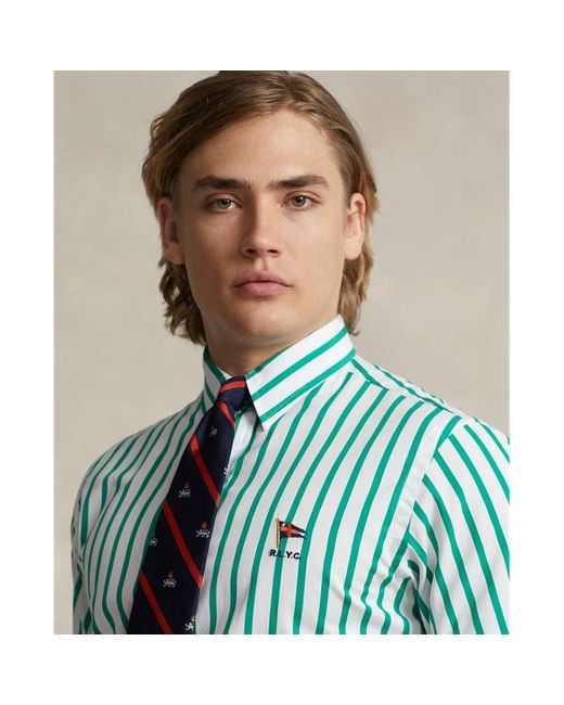 Camicia in popeline a righe Custom-Fit di Polo Ralph Lauren in Blue da Uomo
