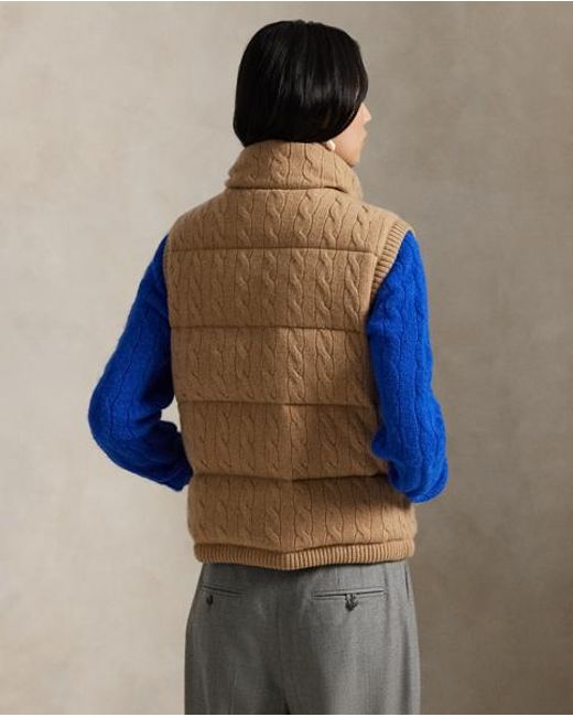 Polo Ralph Lauren Wol-Kasjmier Bodywarmer Met Kabelbreisel in het Brown