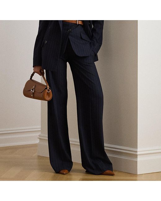 Ralph Lauren Black Pinstripe Wool-Blend Twill Trouser
