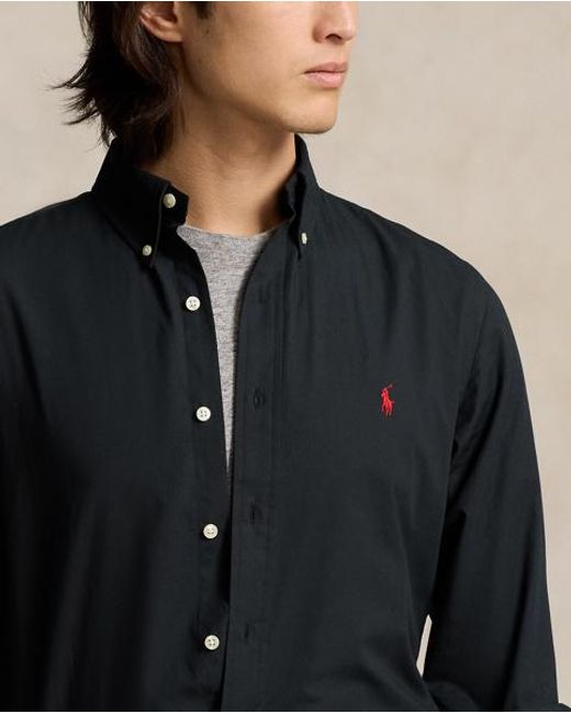 Polo Ralph Lauren Custom Fit Poplin Overhemd Met Stretch in het Black voor heren