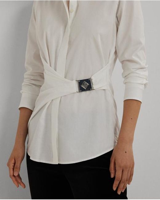 Camisa De Paño Con Hebilla Y Ribete Ralph Lauren de color White