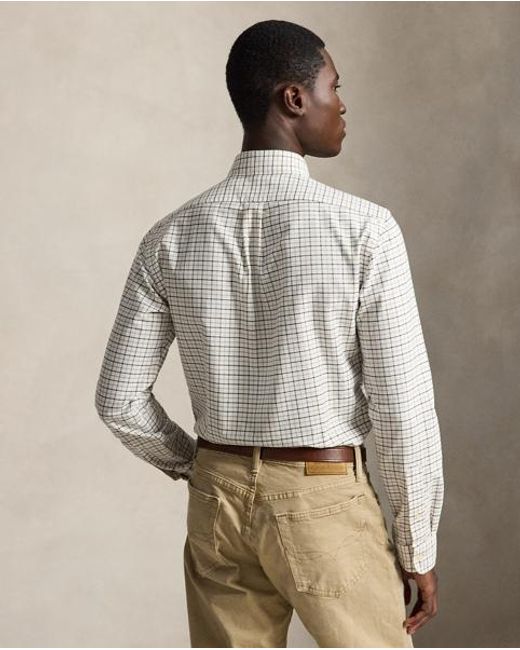 Polo Ralph Lauren White Custom Fit Tattersall Oxford Shirt for men