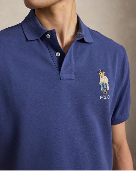 Polo Ralph Lauren Blue Classic Fit Polo Bear Mesh Polo Shirt for men
