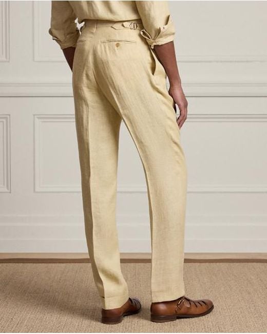 Ralph Lauren Natural Gregory Hand-Tailored Linen Trouser for men
