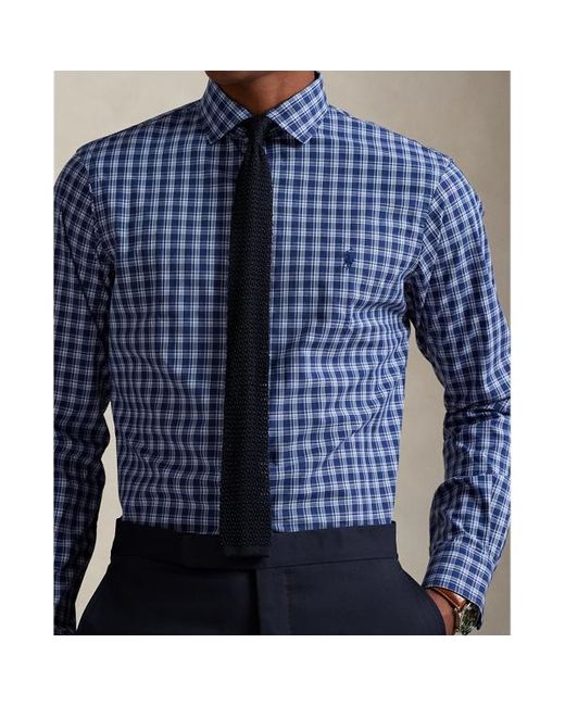 Camicia scozzese in popeline Custom-Fit di Polo Ralph Lauren in Blue da Uomo