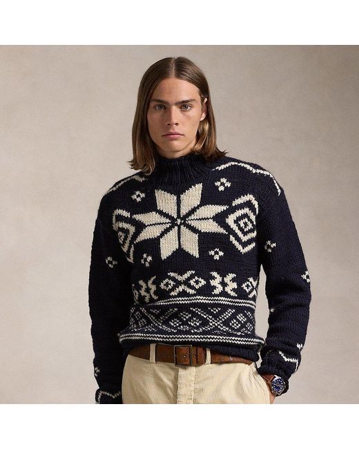 Polo Ralph Lauren Black Snowflake Wool Rollneck Jumper for men