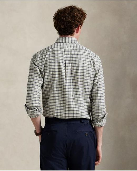 Polo Ralph Lauren Custom Fit Geruit Performance Overhemd in het Gray voor heren