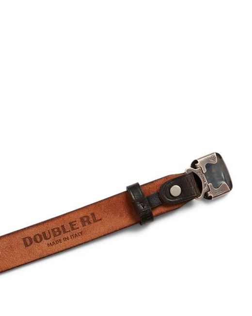 RRL Black Slider-Buckle Leather Belt for men