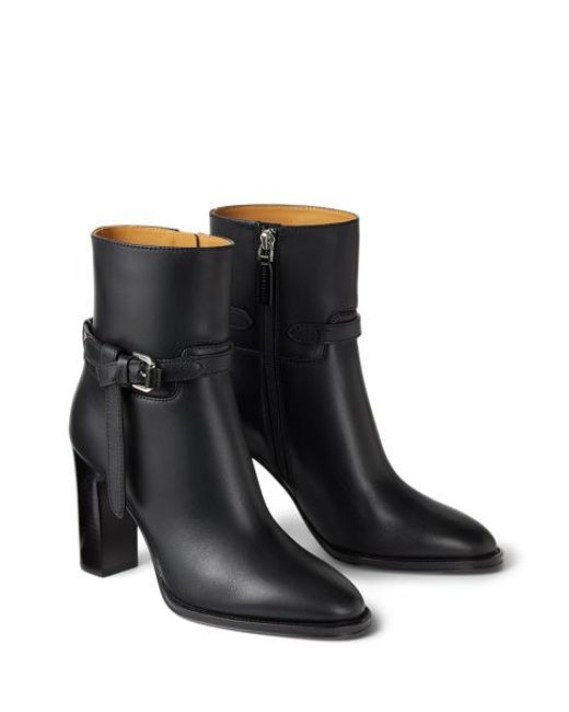 Ralph Lauren Black Donnely 90 Mm Calfskin Bootie