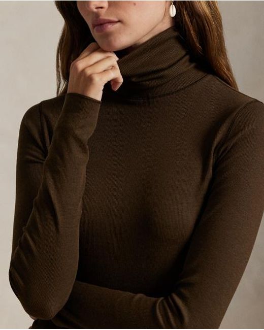 Polo Ralph Lauren Brown Stretch-Blend Turtleneck