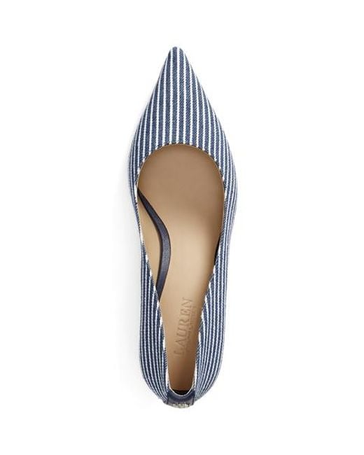 Ralph Lauren Blue Adrienne Striped Canvas Pump