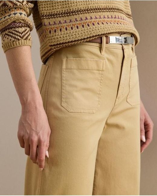 Ralph Lauren Cropped Chino Broek Met Wijde Pijp in het Natural