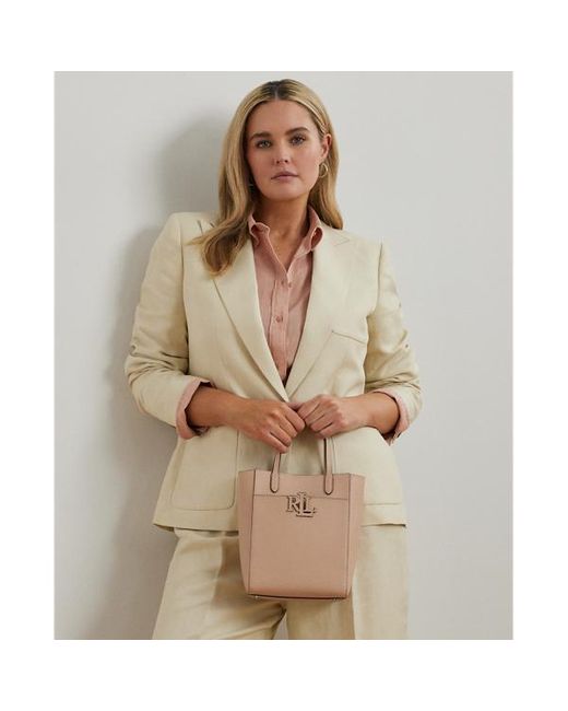 Tote Cameryn piccola in pelle martellata di Ralph Lauren in Natural