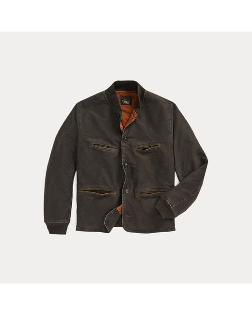 RRL Black Leather-trim Cotton Bomber Jacket for men