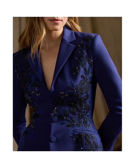 Giacca Penney in lana stretch decorata di Ralph Lauren Collection in Blue