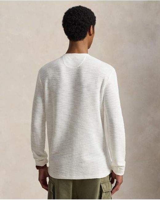 Polo Ralph Lauren White Waffle-Knit Henley Shirt for men