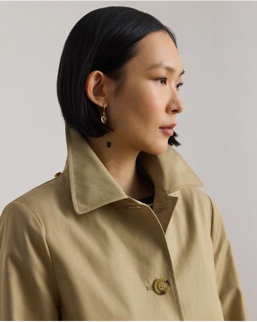 Ralph Lauren Natural Petite - Hooded Cotton-blend Balmacaan Coat