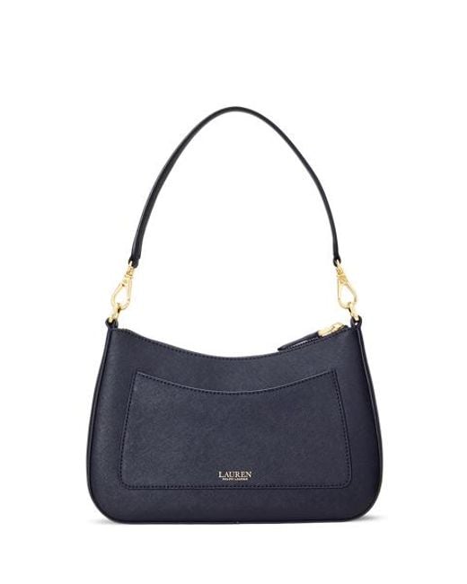 Ralph Lauren Blue Crosshatch Leather Medium Danni Bag