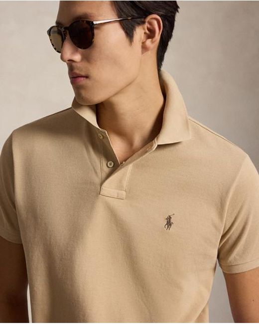 Polo Ralph Lauren Brown The Iconic Custom Slim Fit Mesh Polo for men