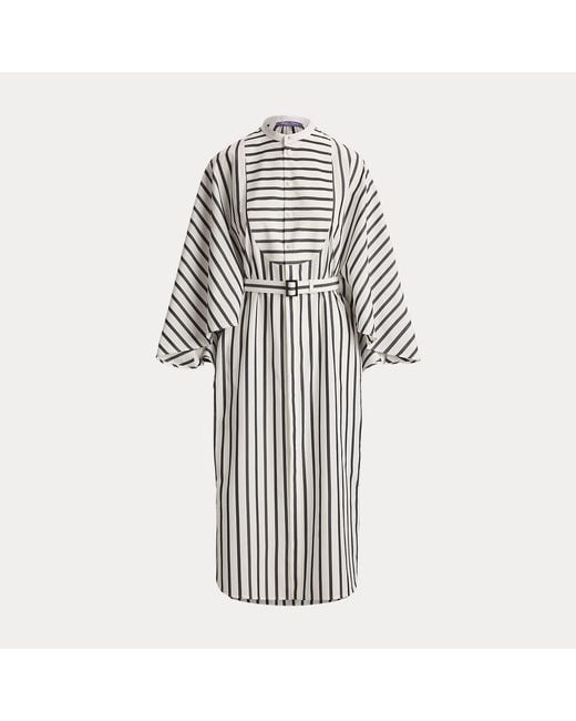 Ralph Lauren Gray Juliana Striped Cotton Day Dress