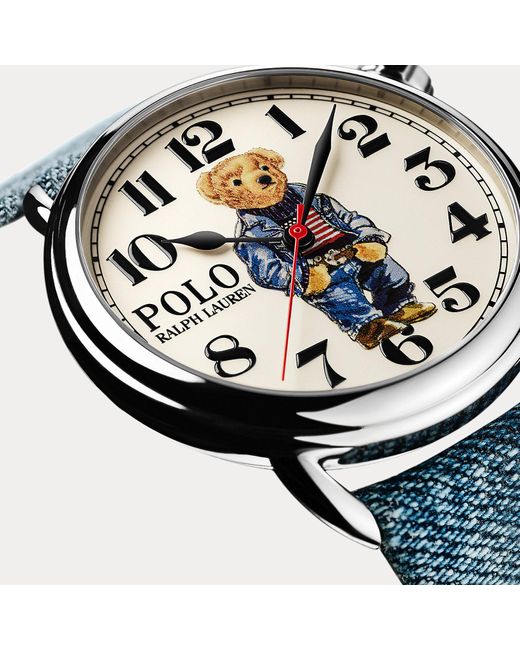 Polo Ralph Lauren 42 Mm Stalen Horloge Met Denim Polo Bear in het Metallic voor heren